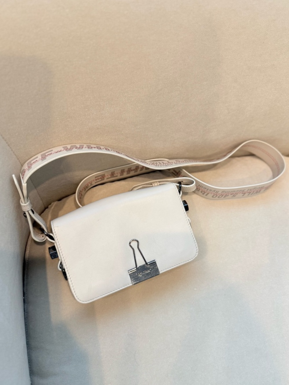 Off-White 2019-2021 Mini Leather Binder Clip Shoulder Bag